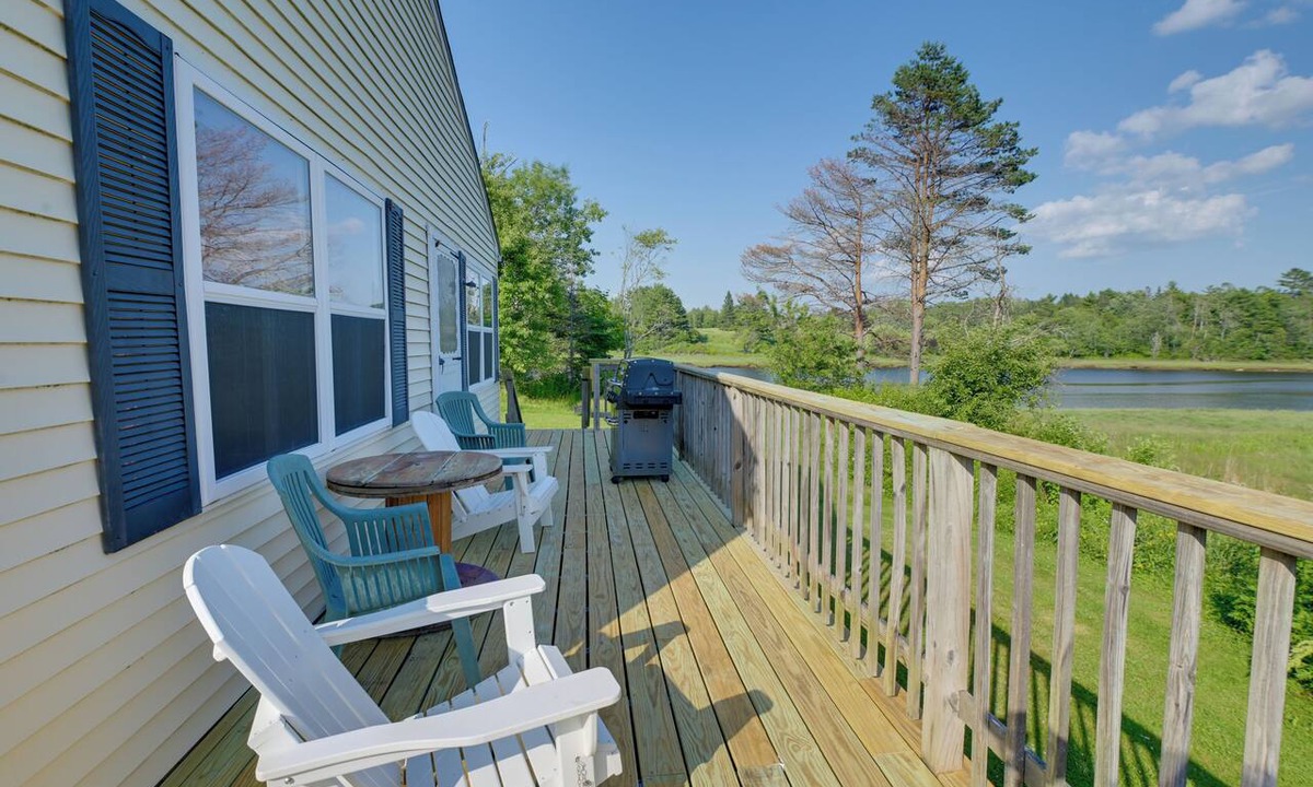 DownEast and Acadia Maine House | 9-Acre Riverfront Home in Milbridge w/Deck & Yard
