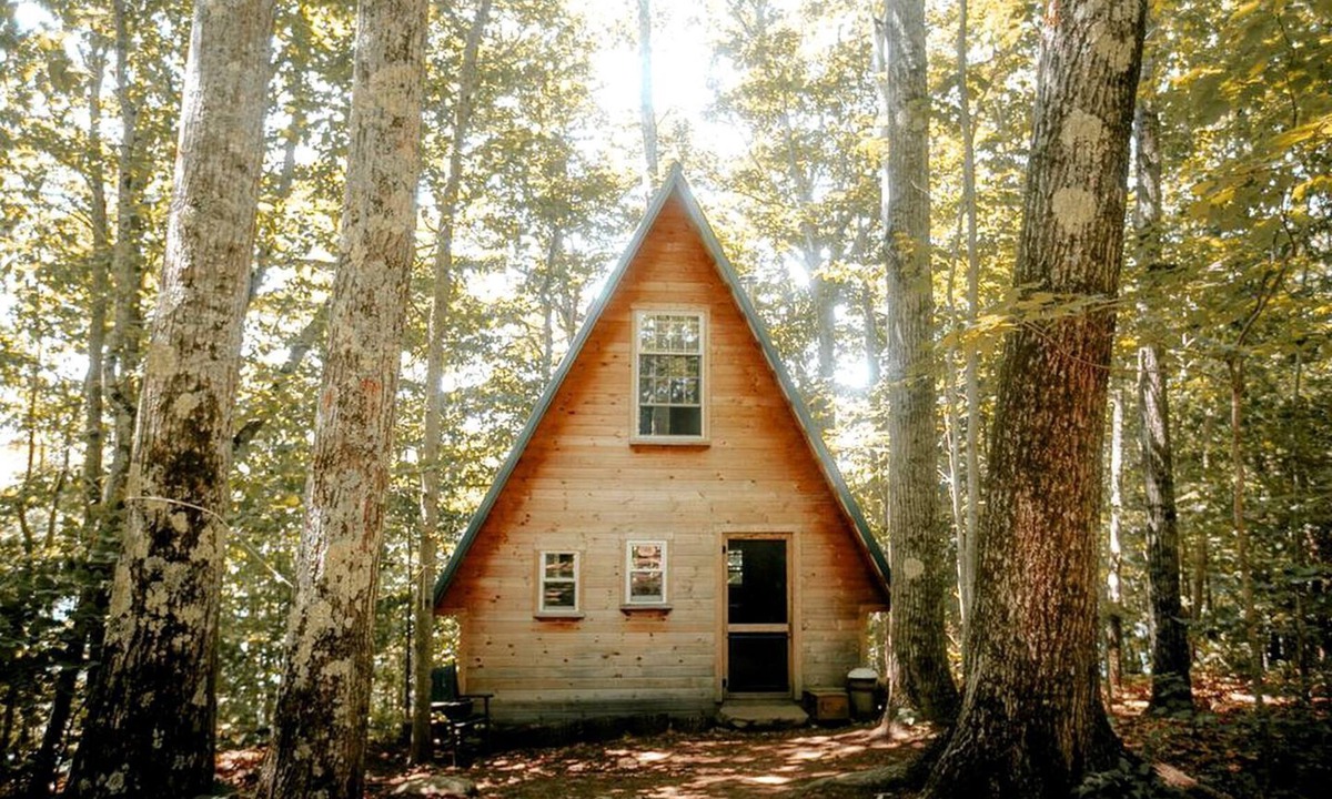 Monmouth Cabin | Island Glamping in a Secluded A-Frame Cabin on a Lake in Monmouth, Maine