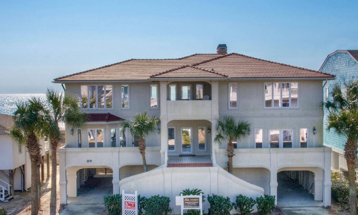 Ocean Isle Beach House | LUXURY OCEANFRONT ESTATE with Pool, Gazebo & Elevator. Walk to town center.