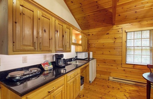 Northport House | Adventure ready studio cabin with wooded views, fireplace, & AC