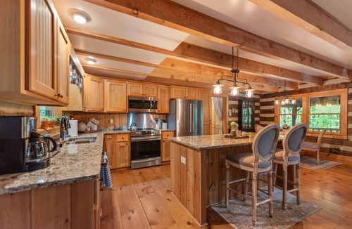 Todd Cabin | Cabin Chateau at Big Tree | Dreamy Deck with Outdoor Fireplace | Hot Tub & Foosball