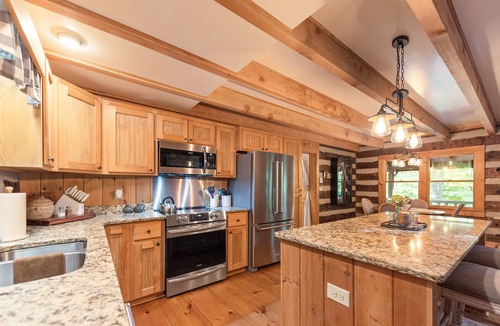 Todd Cabin | Cabin Chateau at Big Tree | Dreamy Deck with Outdoor Fireplace | Hot Tub & Foosball
