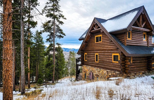 Three Peaks House | Large mountain cabin with hot tub, game room, deck, fireplace, & gorgeous view