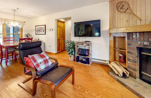 North Woodstock Condo | Riverfront, dog-friendly gem with fireplace, fast WiFi & pool -snowbird-friendly