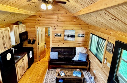 Canton Cabin | Riverfront Mountain Cabin w/Walk-In/Beach Access to the Pigeon River