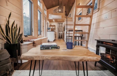 Chester Cabin | Stunning Cedar Tiny House with Sauna Access for a Romantic Getaway in Chester, Vermont