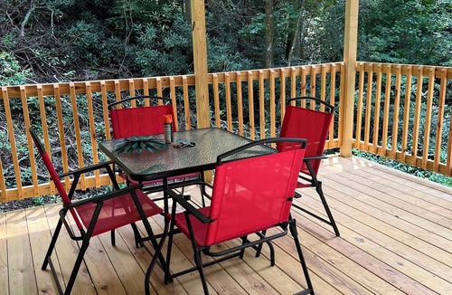 Marion Cabin | Tiny Cabin in the Laurels, with queen bed & queen sofa bed in wooded setting.