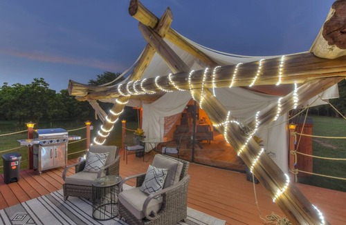 Marble Falls Cabin | Two Lakefront Yurts Hot Tubs, Kayaks, Dog Friendly