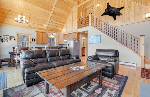 South Pond Shores Ski Chalet | Waterfront Chalet: 4BR Luxury w/Game Room, Private Dock & Minutes to Skiing!