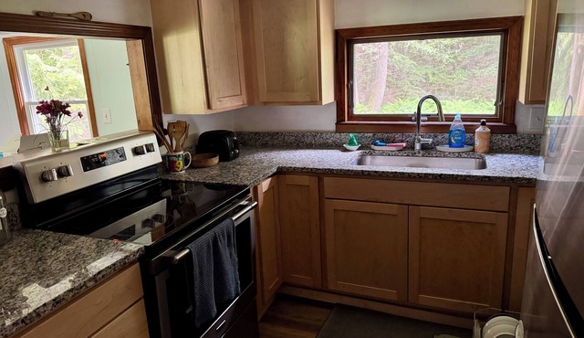 Charming cabin,Lake access, Serene setting! Backyard bubbling brook!Pets welcome