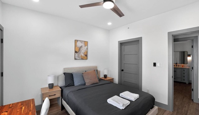 Elegant 1-bedroom with upscale interior details.