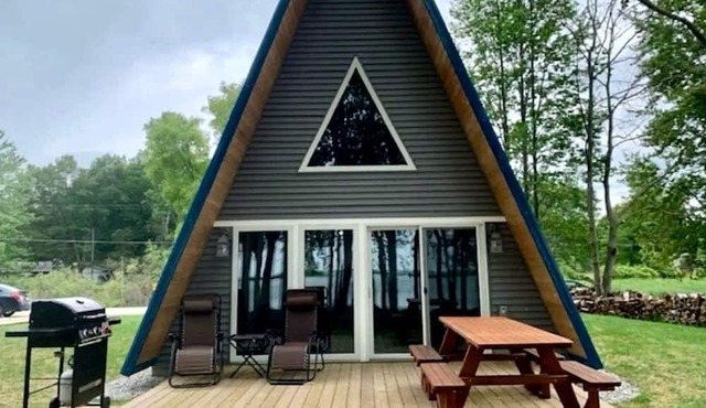 Lakefront A-Frame with Lofted Interior Ideal for Outdoor Activities in Michigan in Au Gres