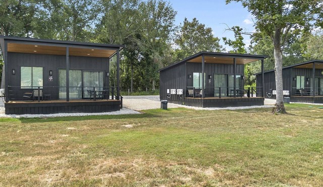 Luxury Tiny Home Retreat with Pool, Goats & Pond near Houston in Hempstead, Texas