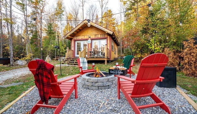 Peaceful Woodland Escape with Two Cabins, Firepit Nights & Hot Tubs in Bethel, Maine
