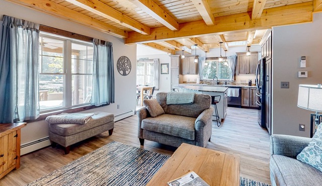 Secluded, lake-view home with dock, canoe, kayaks, and washer/dryer