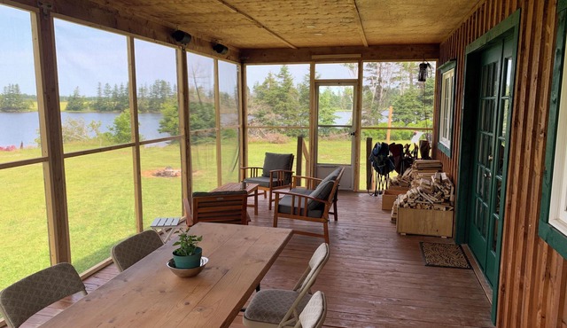 Semi-private beach, huge screened deck, woods on fenced property