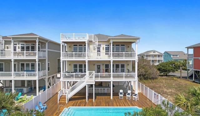 Shore Thing is a 7 bedroom, 5.5 bathroom home w/private pool & elevator